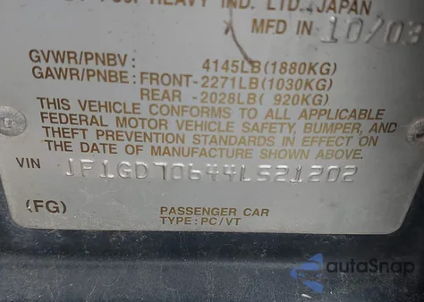 2004 Subaru Impreza Wrx Sti z USA, uszkodzony, nr VIN JF1GD70644L521202